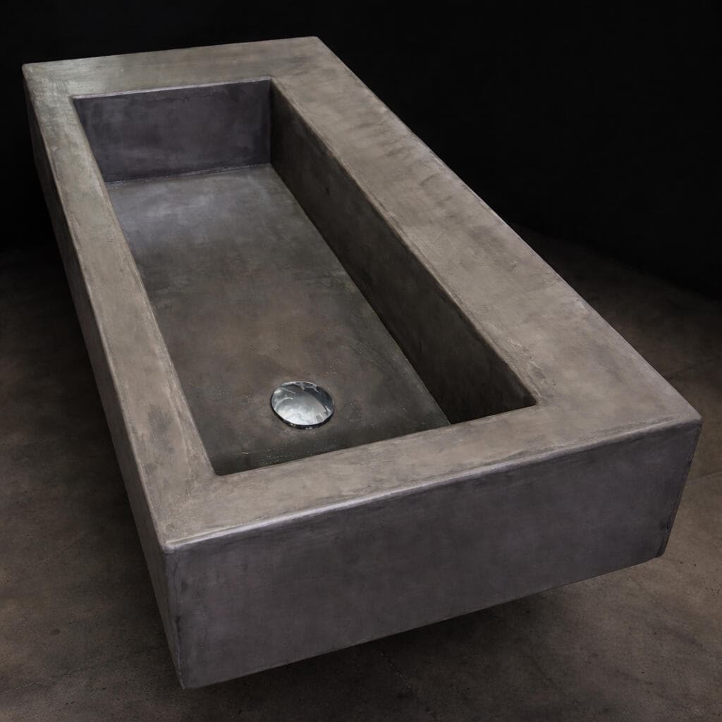 Bespoke rectangular microcement basin made by ODISHOW